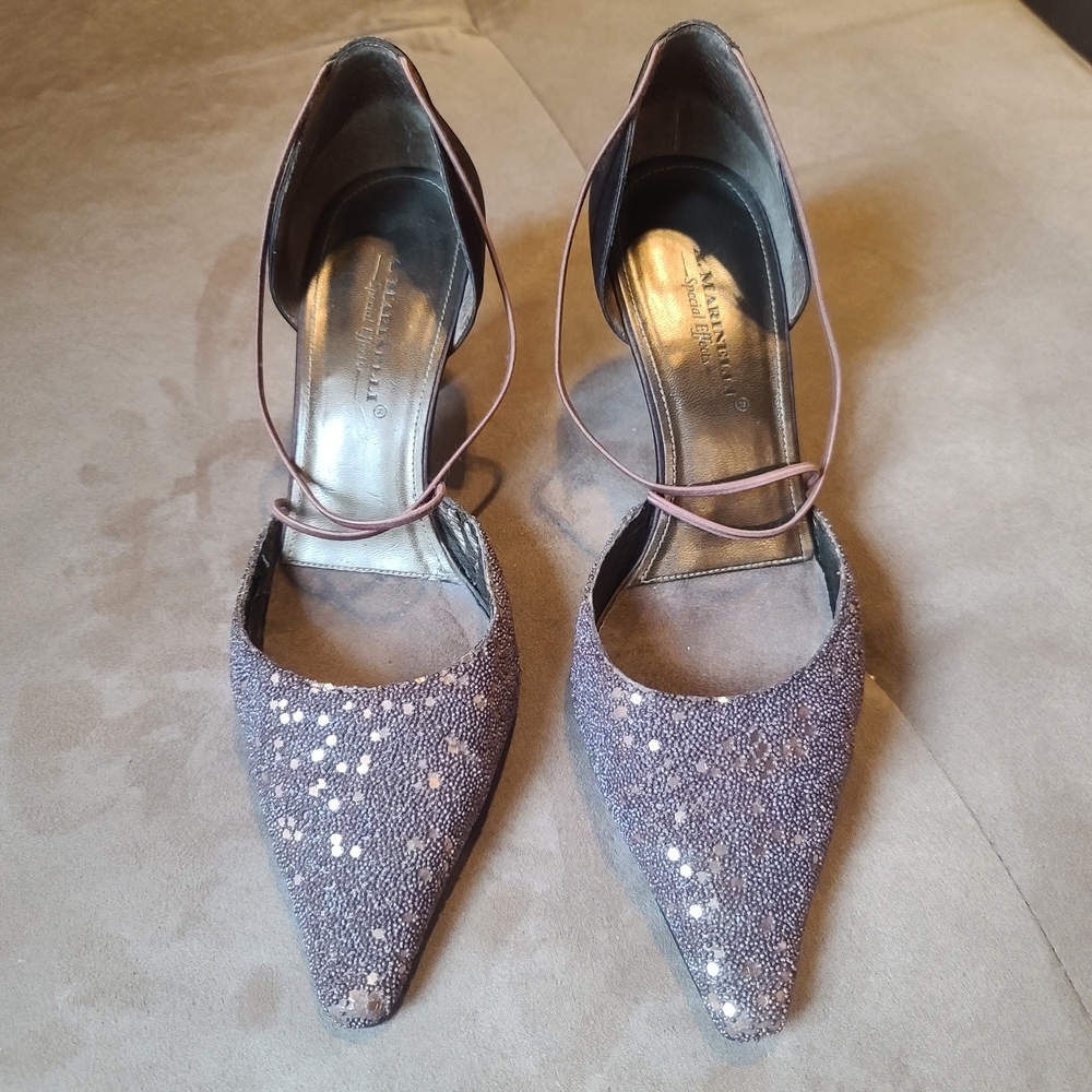 A. Marinelli Beaded Glitter Heels
